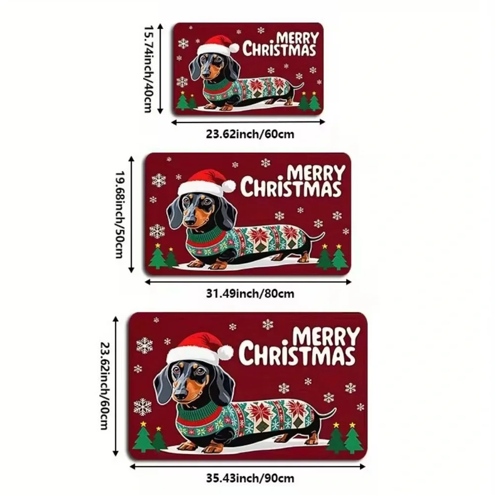 {NEW} Festive Dachshund Christmas Doormat - Non-Slip Soft Indoor/Outdoor